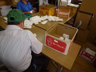 フルーツキャップ折り作業